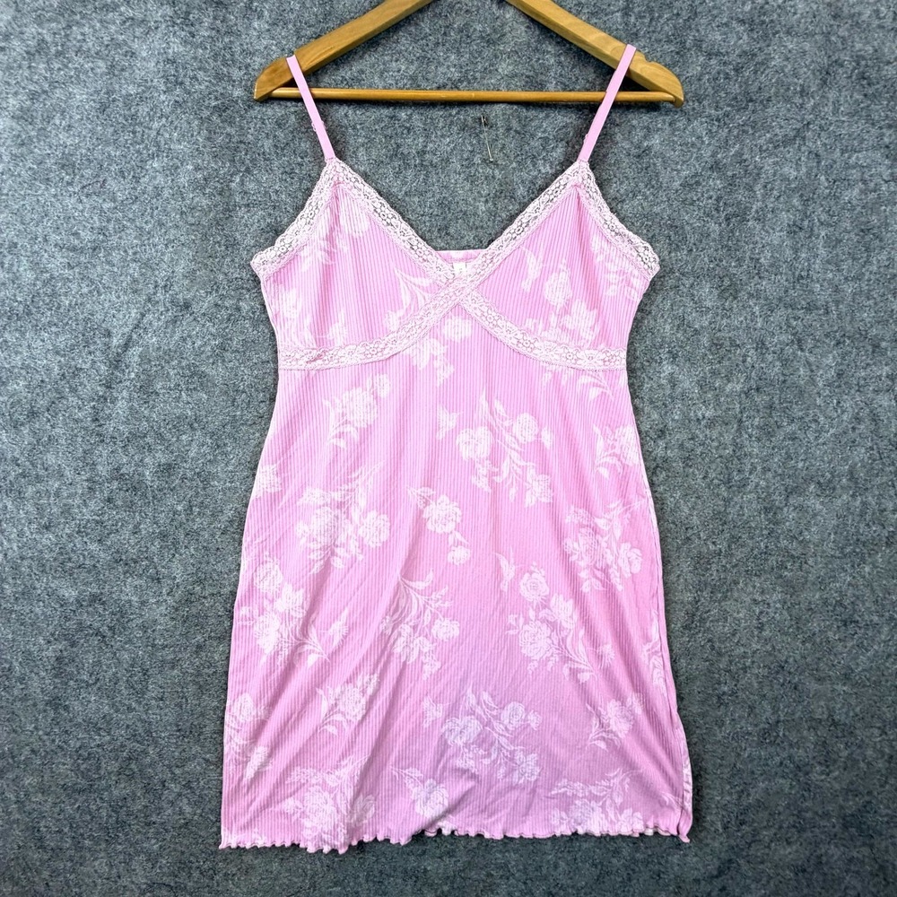 Laura Ashley Nightgown Slip Dress Womens Med Pink Floral Babydoll Soft Romantic